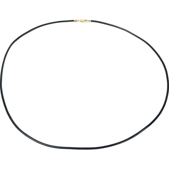Black Leather Cord Necklace Jewelry 14K Gold Clasp 16" - Picture 2 of 2